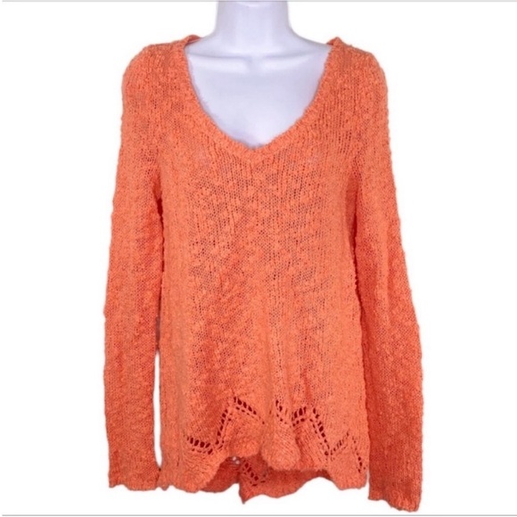 Anthropologie Sweaters - YELLOW BIRD V-neck textured sweater XS orange